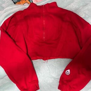 Rumble boxing Red Cropped Zip-Up Sweatshirt